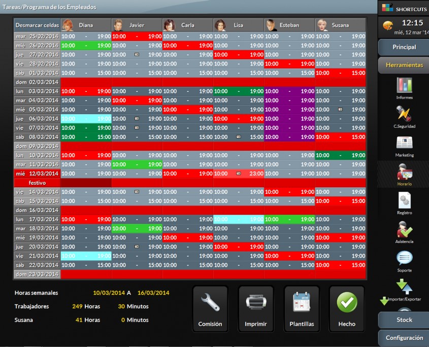 Horarios de Trabajo - Peluquería